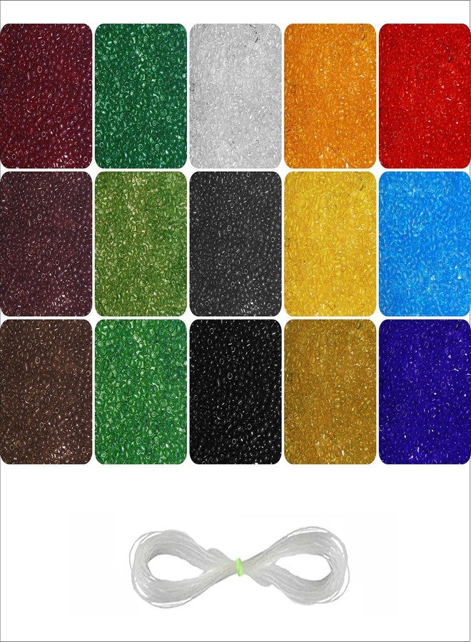 INDIKONB Glass Transparent Seed Beads 11/0 2 mm for Jewellery Making Material for Earring, Necklace, Bracelet Jewelry Making Set for Girls and Women - Image 1